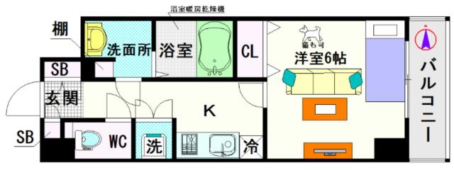 ルクレ難波 215|大阪市浪速区敷津西(大阪メトロ御堂筋線大国町駅)のマンション間取 ルクレ難波 215|大阪市浪速区敷津西(大阪メトロ御堂筋線大国町駅)のマンション間取