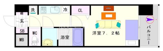 スプランディッド難波SOUTH 909|大阪市浪速区大国(大阪メトロ御堂筋線大国町駅)のマンション間取 スプランディッド難波SOUTH 909|大阪市浪速区大国(大阪メトロ御堂筋線大国町駅)のマンション間取