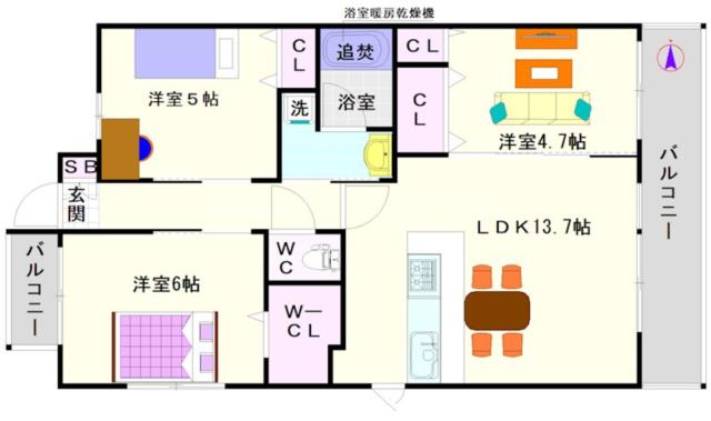 ソルグランデ 301|大阪市浪速区日本橋東(大阪メトロ堺筋線恵美須町駅)のマンション間取 ソルグランデ 301|大阪市浪速区日本橋東(大阪メトロ堺筋線恵美須町駅)のマンション間取