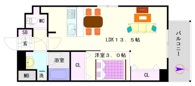 スプランディッド難波SOUTH 807|大阪市浪速区大国(大阪メトロ御堂筋線大国町駅)のマンション間取 スプランディッド難波SOUTH 807|大阪市浪速区大国(大阪メトロ御堂筋線大国町駅)のマンション間取