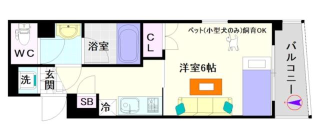 ROCCO 1201|大阪市浪速区元町(大阪メトロ御堂筋線大国町駅)のマンション間取 ROCCO 1201|大阪市浪速区元町(大阪メトロ御堂筋線大国町駅)のマンション間取