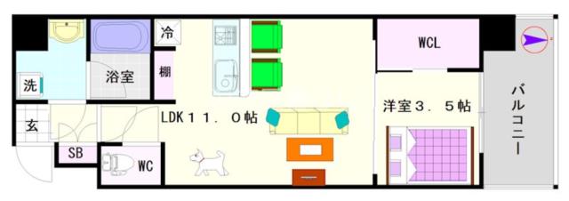 ブエナビスタ難波タワー 1302|大阪市浪速区戎本町(大阪メトロ御堂筋線大国町駅)のマンション間取 ブエナビスタ難波タワー 1302|大阪市浪速区戎本町(大阪メトロ御堂筋線大国町駅)のマンション間取