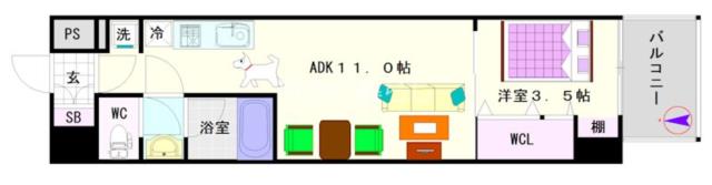 ブエナビスタ難波タワー 1303|大阪市浪速区戎本町(大阪メトロ御堂筋線大国町駅)のマンション間取 ブエナビスタ難波タワー 1303|大阪市浪速区戎本町(大阪メトロ御堂筋線大国町駅)のマンション間取