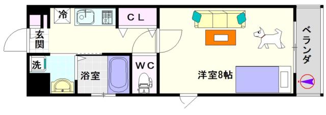 CITY SPIRE幸町 301|大阪市浪速区幸町(阪神なんば線桜川駅)のマンション間取 CITY SPIRE幸町 301|大阪市浪速区幸町(阪神なんば線桜川駅)のマンション間取